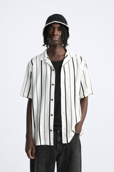 STRIPED VISCOSE BLEND SHIRT