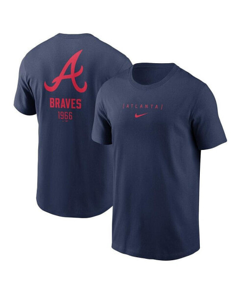 Men's Navy Atlanta Braves Large Logo Back Stack T-Shirt