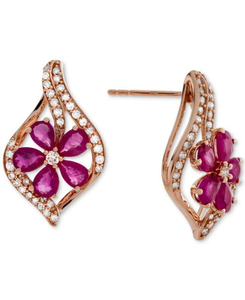 Серьги Macy's Ruby Diamond Stud