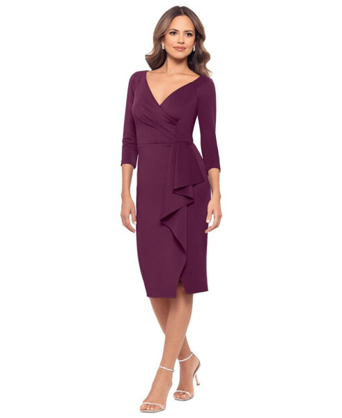 Women's Draped 3/4-Sleeve Sheath Dress