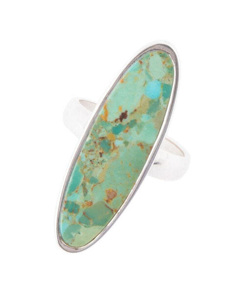 Pueblo Genuine Turquoise Sterling Silver Oval Ring