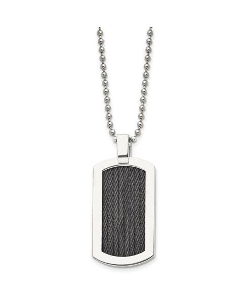 Black IP-Plated Cable Dog Tag Ball Chain Necklace