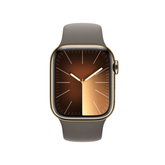 Apple Watch Series 9 gold/braun Edelstahl 41 mm Sportarmband Cellular
