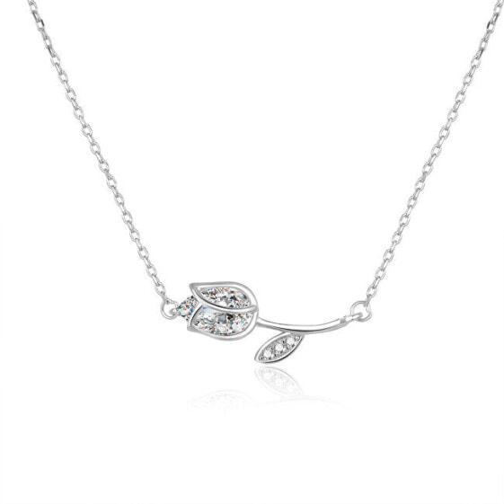 Romantic silver necklace with clear zircons AGS486 / 47L