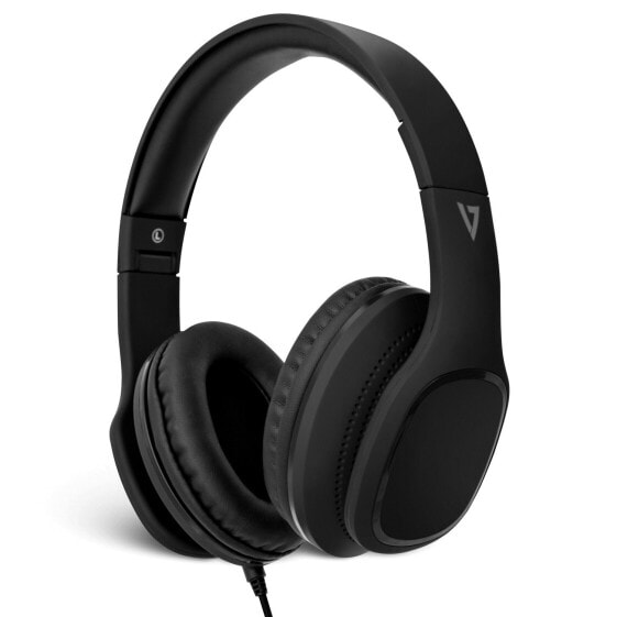 Наушники гарнитура V7 Over-Ear с микрофоном - черные 1.8 м