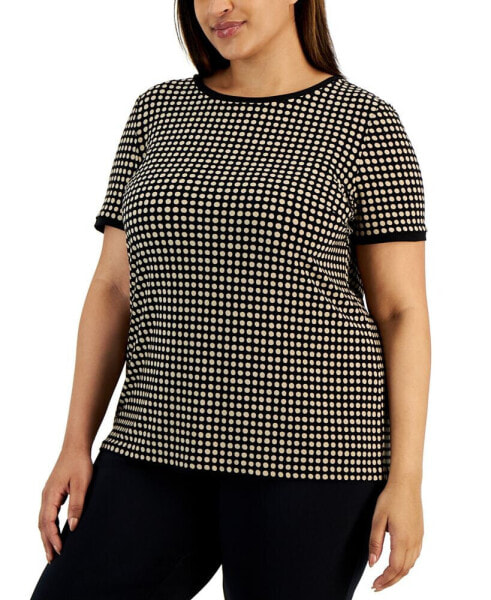 Блузка короткими рукавами Anne Klein plus Size Button-Back.