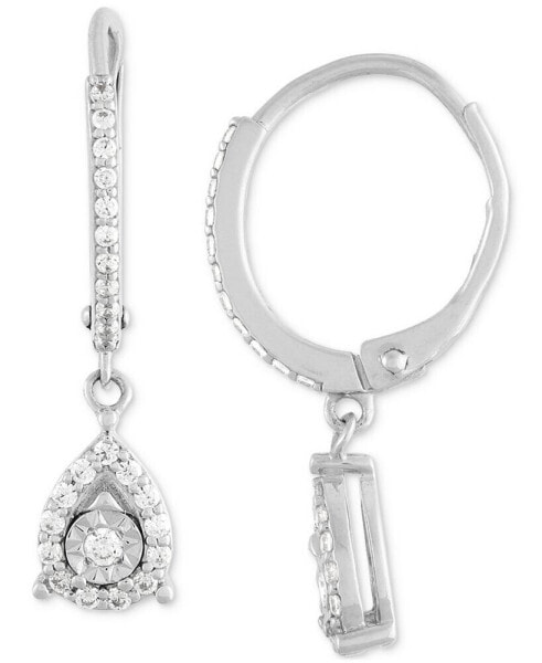 Lab Grown Diamond Teardrop Dangle Hoop Earrings (1/4 ct. t.w.) in Sterling Silver