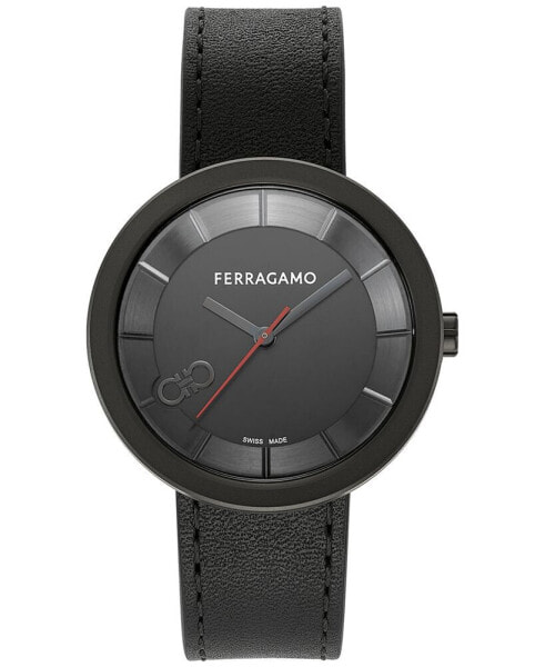 Часы Salvatore Ferragamo Swiss Leather Black Watch