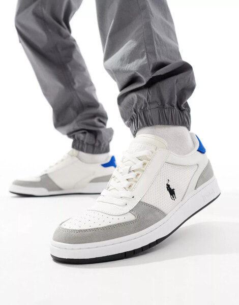 Polo Ralph Lauren Court trainer in grey white suede mix with logo