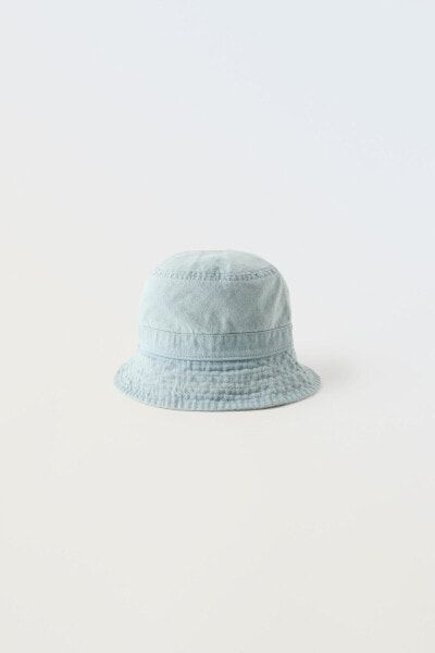 Faded denim bucket hat