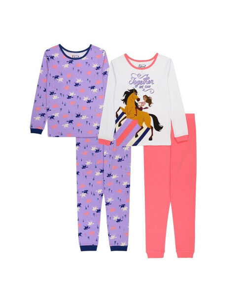 Little Girls Top and Pajama, 4 Piece Set