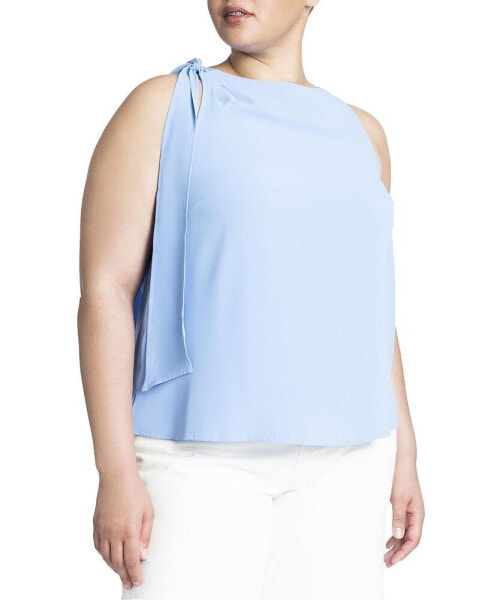 Plus Size Shoulder Tie Boat Neck Top