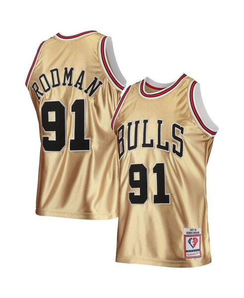 Men's Dennis Rodman Gold Chicago Bulls 75th Anniversary 1997-98 Hardwood Classics Swingman Jersey