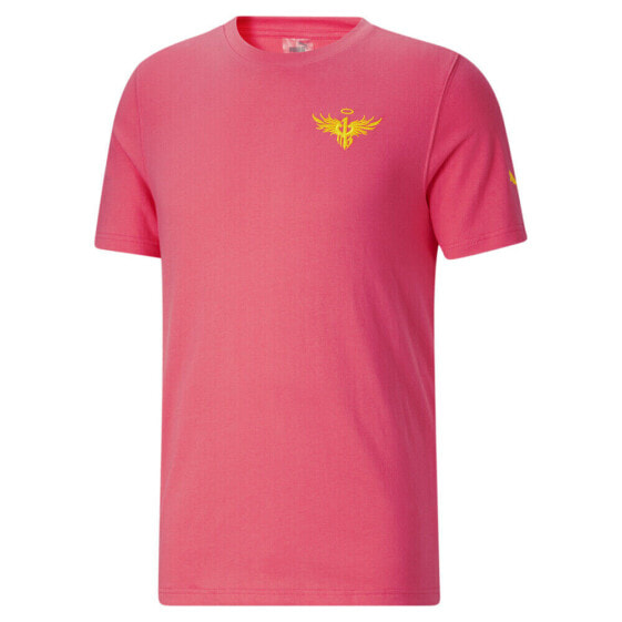 Puma Not From Here Paisley Crew Neck Short Sleeve T-Shirt Mens Pink Casual Tops