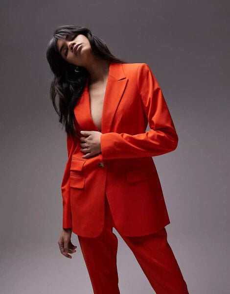 Topshop – Feminine Blazer mit schmalem Schnitt in Rot, Kombiteil