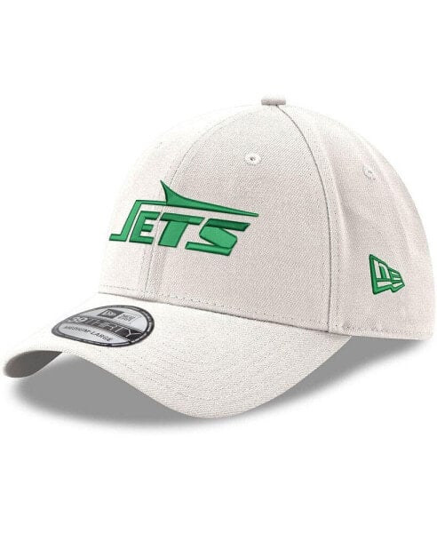 Men's White New York Jets Throwback Wordmark Iced Ii 39Thirty Flex Hat