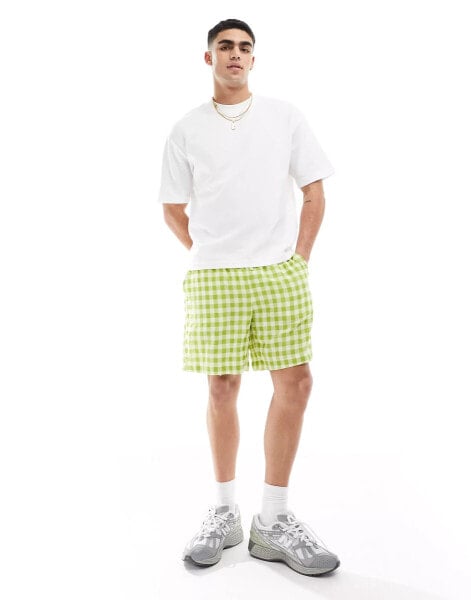 ASOS DESIGN short in green gingham check