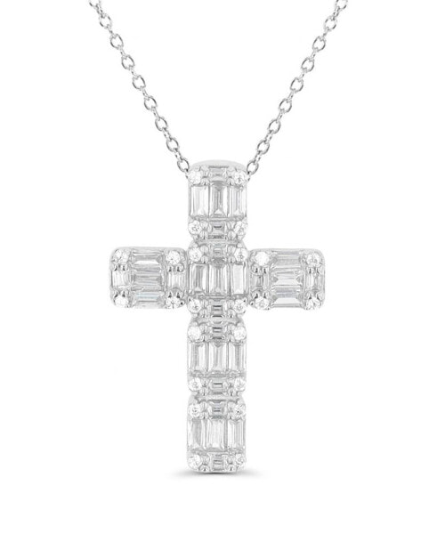 Cubic Zirconia Cross Necklace (1 1/2 ct. t.w.) in Sterling Silver