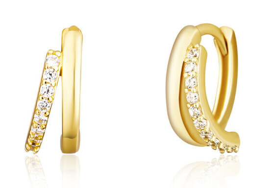 Stylish gold-plated earrings with zircons SVLE1835XH2GO00