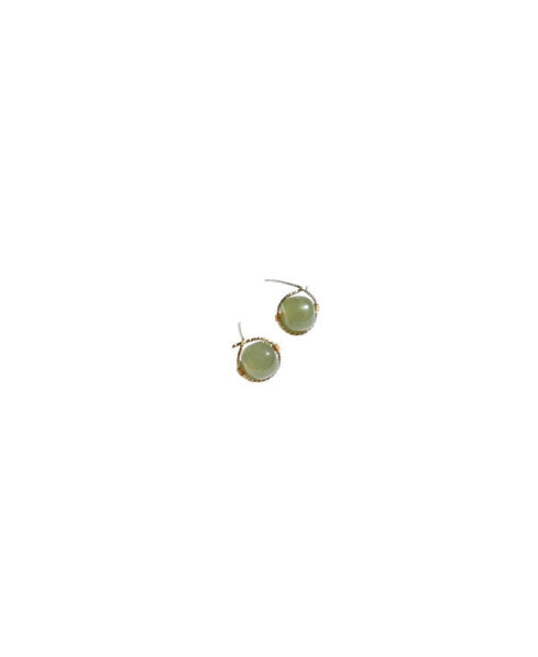 Sydney — Green jade bead stud earrings