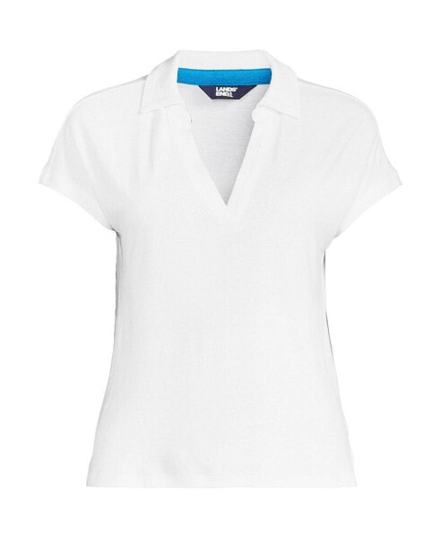 Women's Linen Blend Johnny Collar Polo