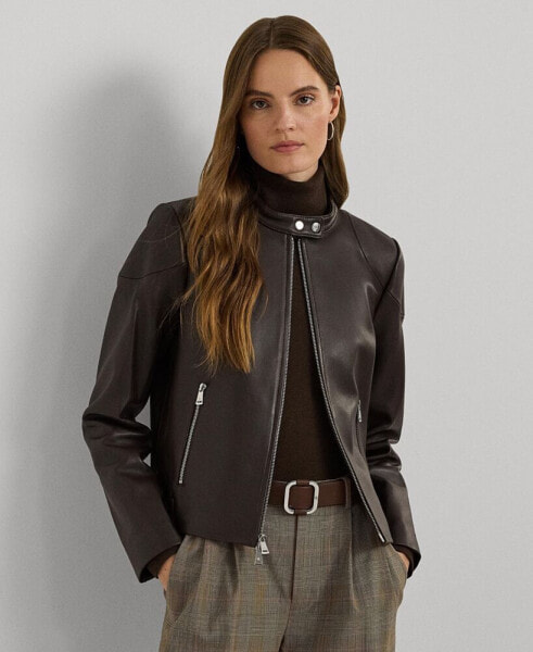 Petite Leather Moto Jacket