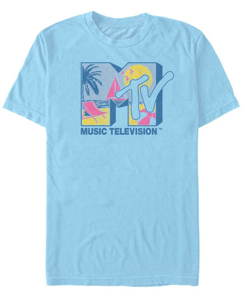 Men's Beach Neon Filled Logo Short Sleeve T- shirt