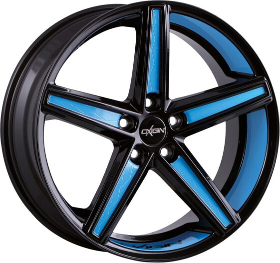 Колесный диск литой Oxigin 18 Concave black foil smurf blue 8.5x18 ET35 - LK5/120 ML72.6