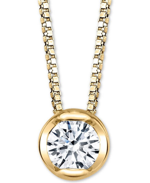 Diamond Bezel Solitaire 18" Pendant Necklace (1/10 ct. t.w.) in 14k White or Yellow Gold