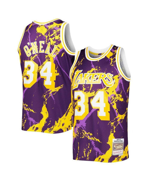 Men's Shaquille O'Neal Purple Los Angeles Lakers 1996-97 Hardwood Classics Marble Swingman Jersey