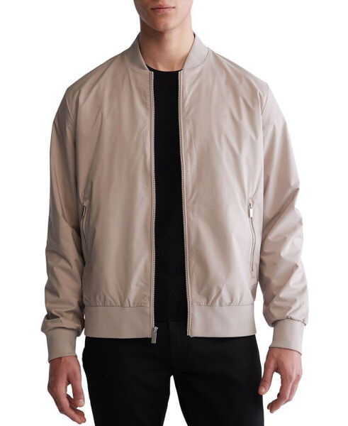 Men's Logo-Print Matte Bomber Jacket