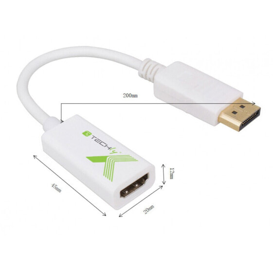 Разъем DisplayPort - HDMI, переходник Techly IADAP DP-HDMIFP4 - 0.2 м - Мужской - Женский