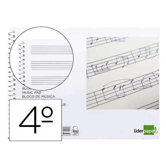 Блокнот музыкальный Liderpapel Music pad staff 3 мм четвертная 20 листов 100г/м2