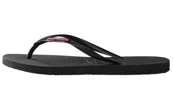 Havaianas 哈唯纳 Slim Logo Metallic 沙滩人字拖鞋 女款 黑紫色 / Havaianas Slim Logo Metallic 4119875-1094