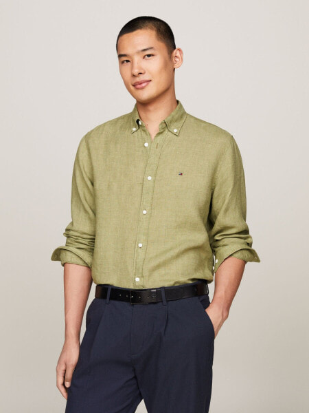 Regular Fit Pigment-Dyed Linen Shirt