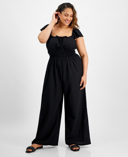 Trendy Plus Size Corset-Look Jumpsuit, Created for Macy's