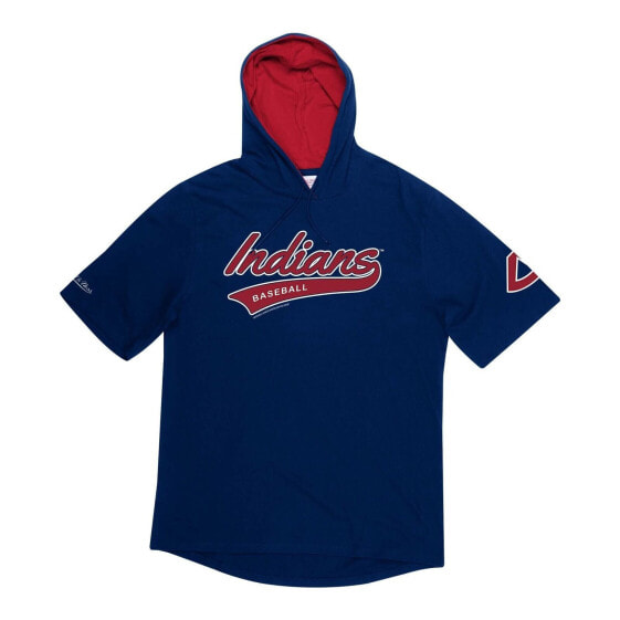 Mens Mitchell & Ness MLB Short Sleeve Hoody Cleveland Indians