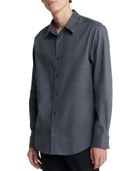 Men's Regular-Fit Solid Button-Down Flannel Shirt