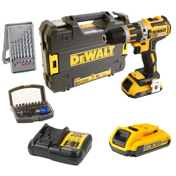 DeWALT Akku-Schlagbohrschrauber-Set DCD795D 2x2,0 + Bit-Box + Steinbohrer-Set