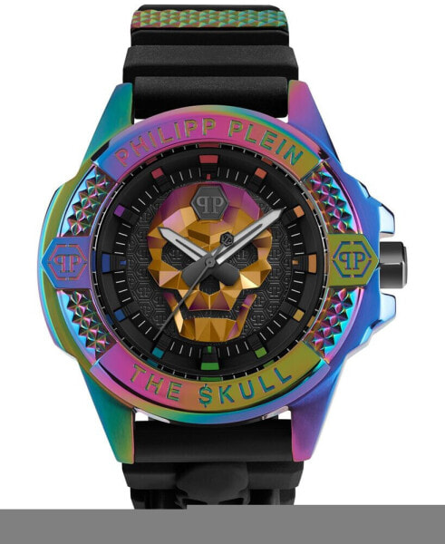 Men's The $kull Black Silicone Strap Watch 44mm