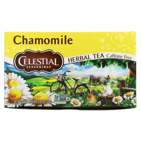 Celestial Seasonings, травяной чай, ромашка, без кофеина, 20 чайных пакетиков, 25 г (0,9 унции)