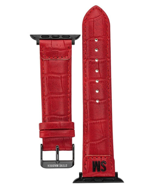 Ремешок для часов STEVE MADDEN женский красный из искусственной кожи с крокодильей отделкой, совместимый с Apple Watch 42/44/45/Ultra/Ultra 2