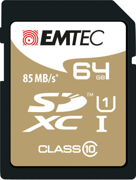 EMTEC ECMSD64GXC10GP - 64 GB - SDXC - Class 10 - 85 MB/s - 21 MB/s - Black,Brown