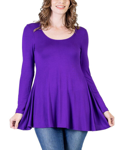 Women's Long Sleeve Swing Style Flare Tunic Top