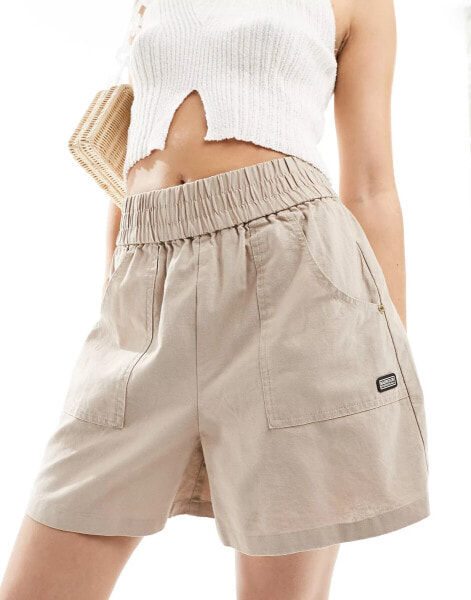 Barbour International linen shorts in stone