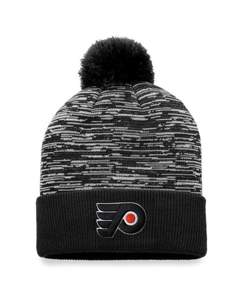 Men's Black Philadelphia Flyers Defender Cuffed Knit Hat with Pom