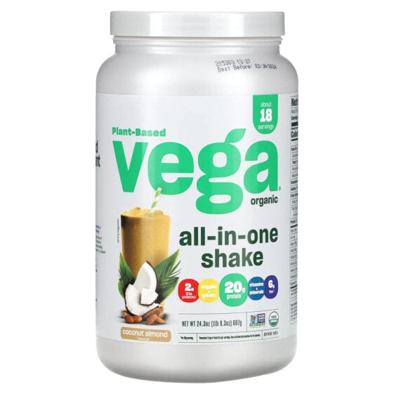 Vega, Растительный органический универсальный коктейль, кокос и миндаль, 687 г (24,3 унции)