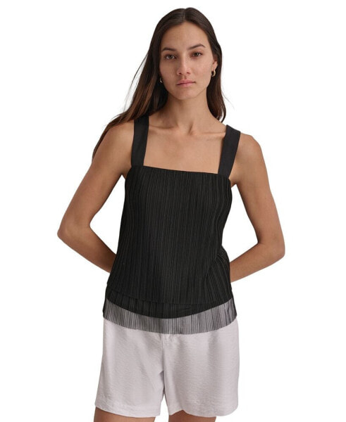 Women's Plissé Layered-Hem Sleeveless Top