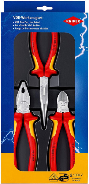 KNIPEX Electric Package, 3 Pieces, 160 to 200 mm, VDE, Basic Equipment & Electronic Super Knips Electronic Side Cutters, 125 mm