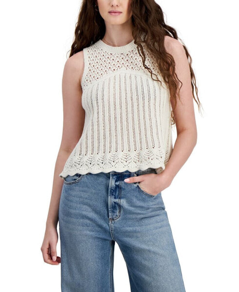 Juniors' Pointelle Knit Sleeveless Top